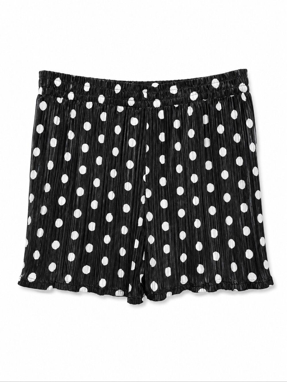 NWT Burnt Toast Hot Spot Plissé Polka Dot Shorts L/XL Black White - Picture 2 of 7